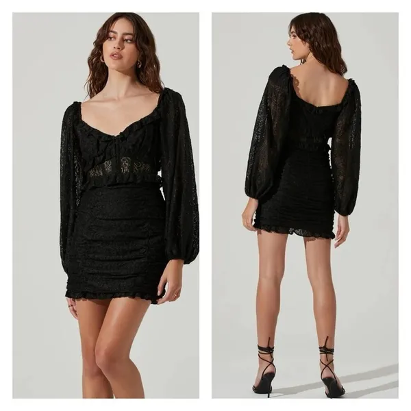 ASTR Black Lace Corset Mini‎ Dress Women's Size S Coquette Date Night - Image 2