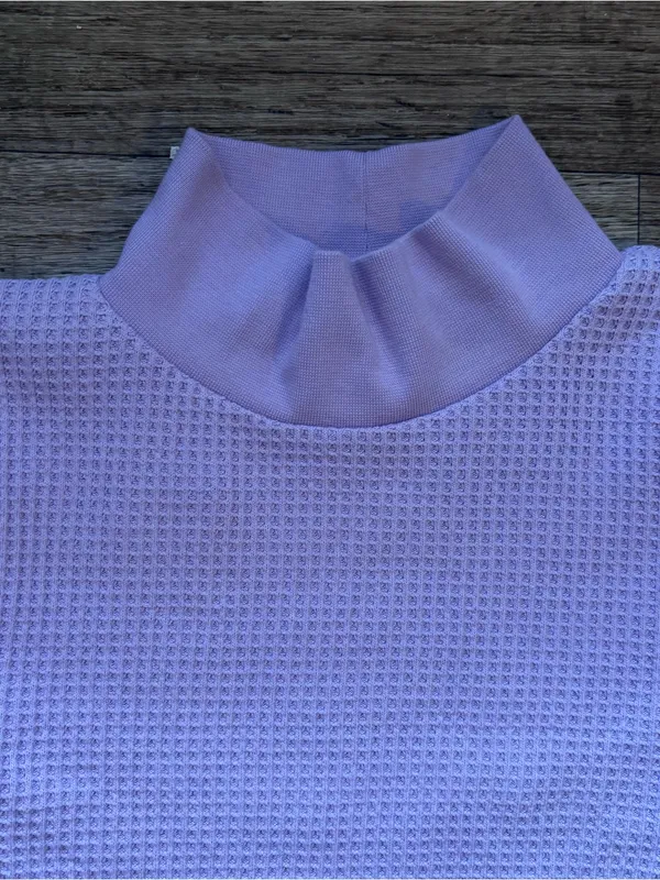 aerie Lilac Waffle Knit Mock Neck Long Sleeve Top Preppy Fall School Comfy Sz M - Image 2