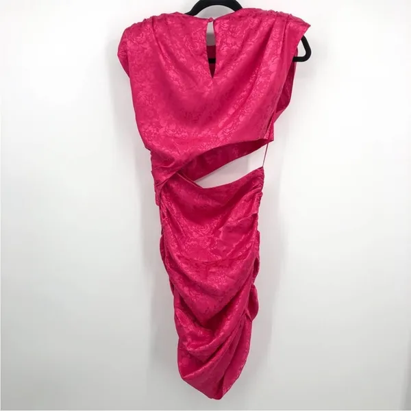 Ronny Kobo Kyle Asymmetric Cutout Ruched Pink Cocktail Mini Dress NEW MEDIUM - Image 6