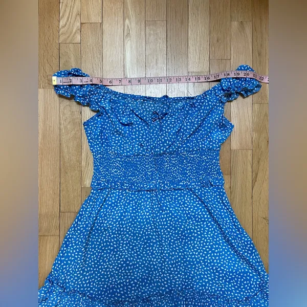 Blue Polka Dot Ruffle Dress - Image 4