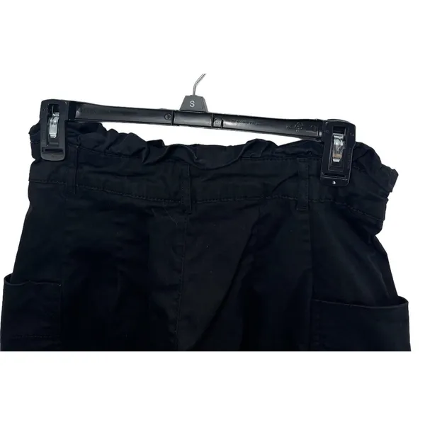 Zara High Waisted Black Pants Paperbag Waist Side Pockets Small Wide Leg - Image 3