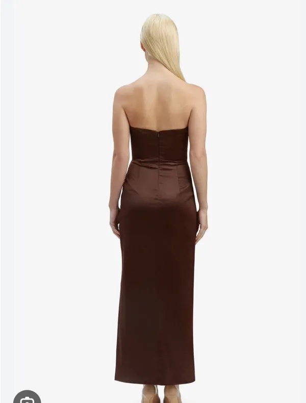 Bardot Everlasting Corset Strapless Satin Gown Chocolate - Image 5