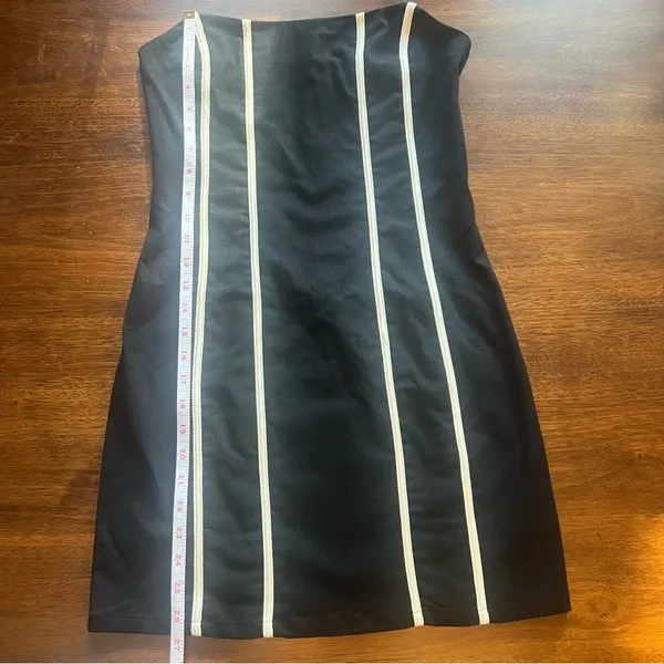 Black Striped Strapless Mini Bodycon Dress - Image 3