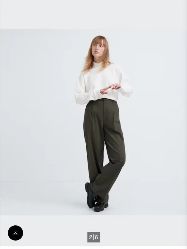 Uniqlo Minimalist Lightweight Mock Neck Long Sleeve Cotton Top in Beige - Image 2