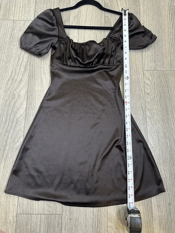 Divided H&M Black Graduation Dress XS Puff Sleeve Square Neck - Image 7