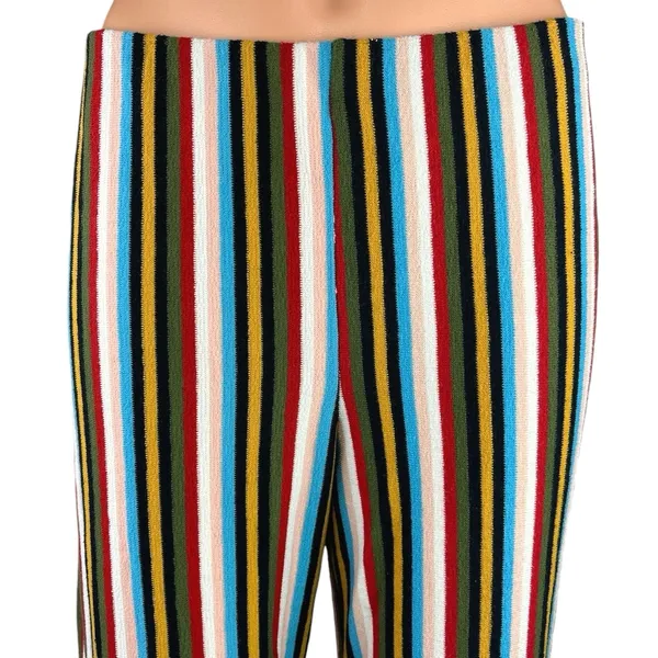 Urban Outfitters Multicolor Rainbow Striped Wide Leg Ankle Trousers Pants Size M - Image 9