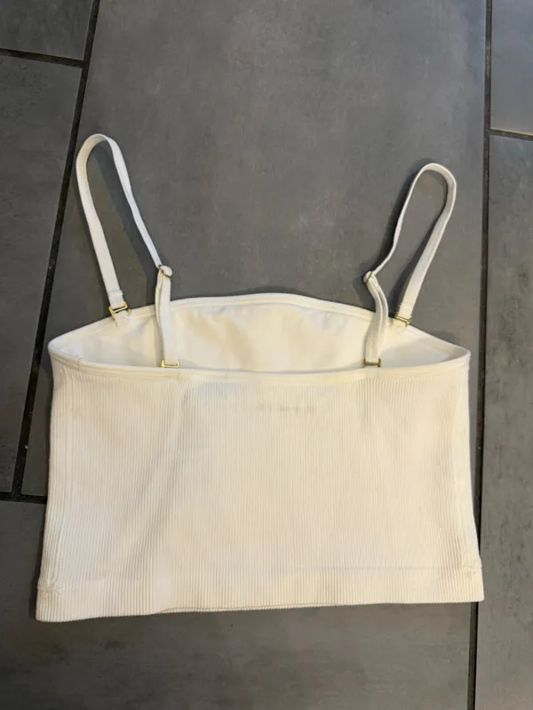 Abercrombie & Fitch White Ribbed 90s Cropped Cami Tank Top - White - Image 2