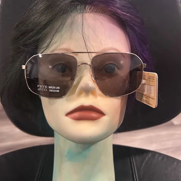 FRYE AND CO. Women's Aviator Sunglasses with Brown Lenses and Gold Frame - Image 2