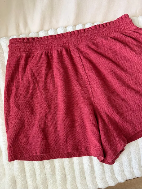 Aerie Women’s Casual Drawstring Knit Shorts - Burgundy - Image 8