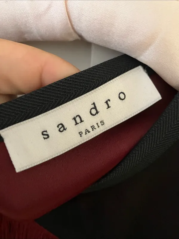 Sandro Ringo Black and Burgundy Maroon Tassel Fringe Cocktail Flapper Dress US 4 - Image 3