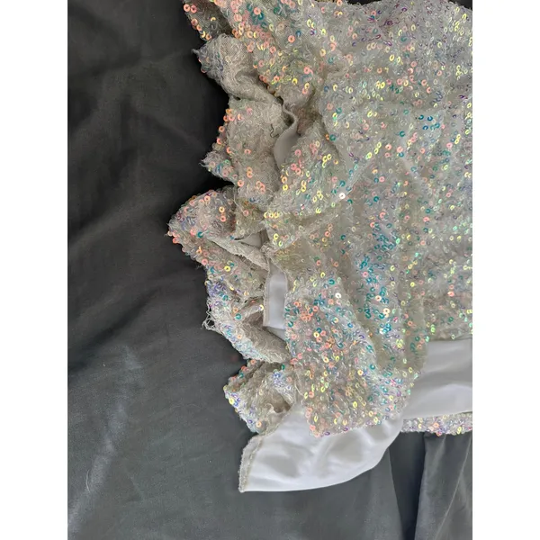 Windsor Y2K style Glam Iridescent Sequin One Shoulder Hoco formal Gown SzXS - Image 5