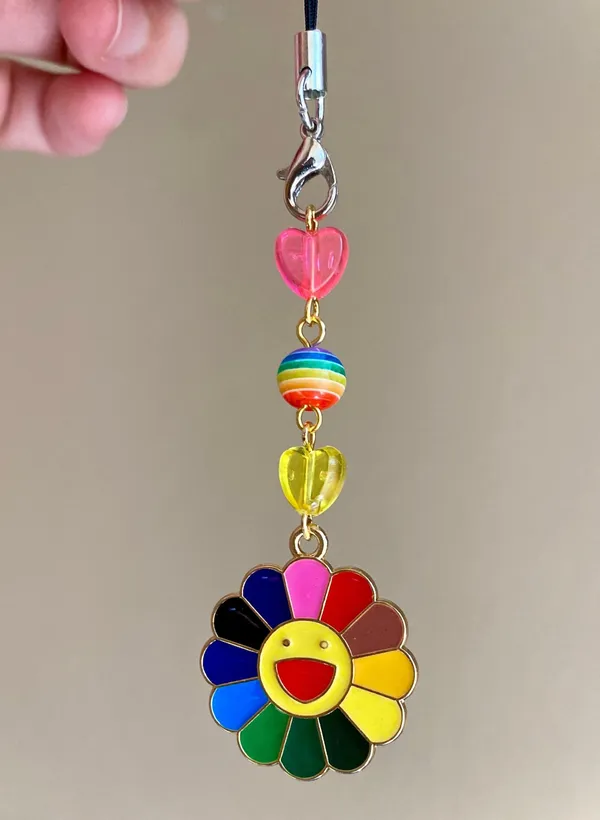 Kawaii retro y2k Rainbow flower & mix beads phone strap/accessory/keychain/bag charm/car display💖 - Image 2