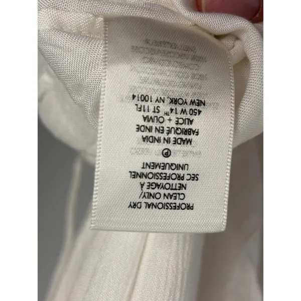 Alice + Olivia Danna Tie-Strap Short Dress Crochet Embroidered White Size Large - Image 9