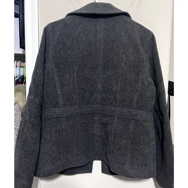 American Eagle Gray Wool Coat Jacket Womens‎ Large Button Front Peacoat Military - Image 6