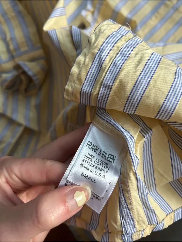 Frank & Eileen button down shirt - Barry small Yellow striped cotton - Image 5