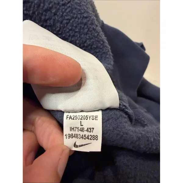 Nike Fine Athletic Goods Logo Hoodie Blue Cream Pullover Sweatshirt Size Large - Image 7