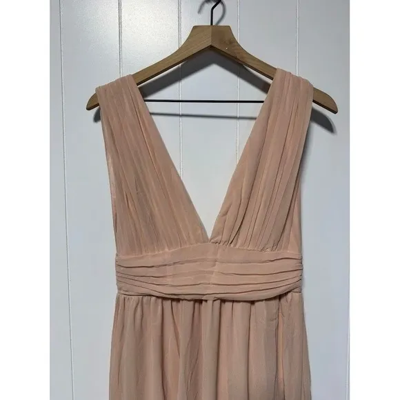 Lulus Heavenly Hues Blush Pink‎ Pleated V Neck Maxi Dress Formal Event Size S - Image 5