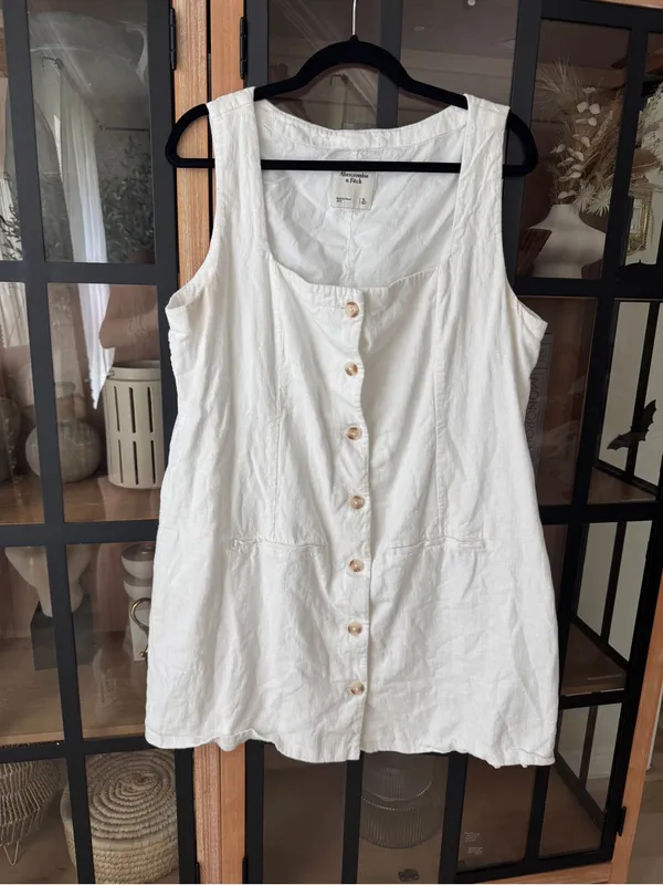 Abercrombie Mara linen mini dress A&F Squareneck button down sleeveless - Image 7