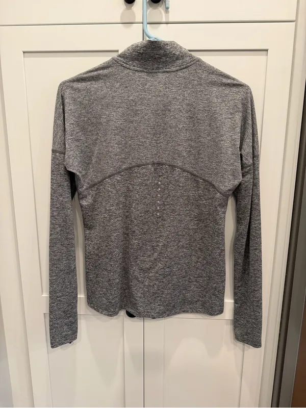 Nike Women’s Dri-Fit Running Grey Performance Quarter-Zip Sweater - Image 2
