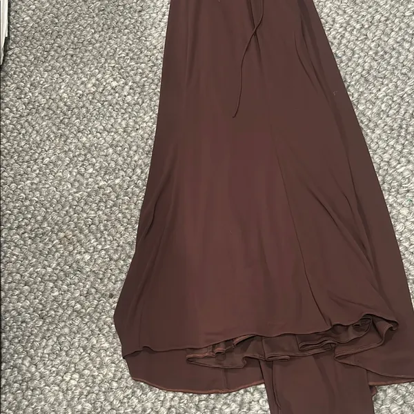 Cum Cum by Niki Livas Brown Satin Beaded Maxi Party Dress - Image 15