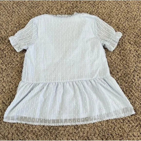 NWOT Women's sky blue chiffon‎ boho short sleeve shirt size small - Image 7