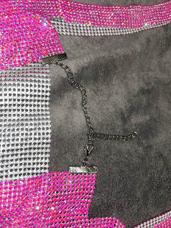 SheIn NWOT Rhinestone Detail Metallic Open Back Pink Top - Image 6