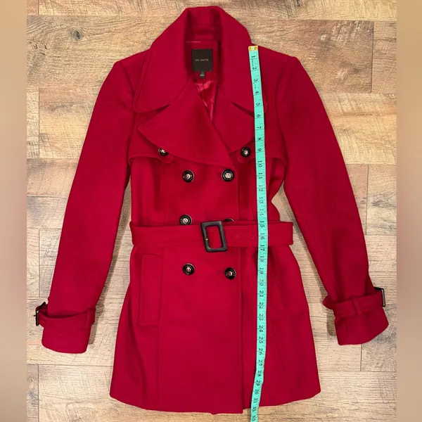 The Limited Red Wool Belted Pea Coat - Image 13
