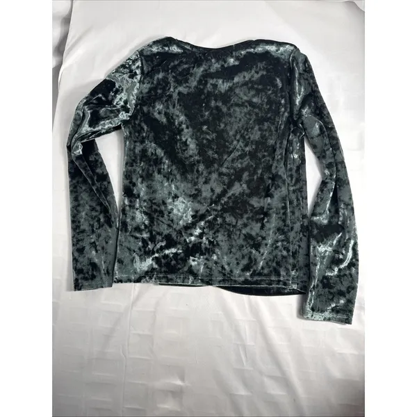 Old Navy Green Velvet Maternity Shirt Size L 10/12 Short Shape Hem Long Sleeve - Image 12