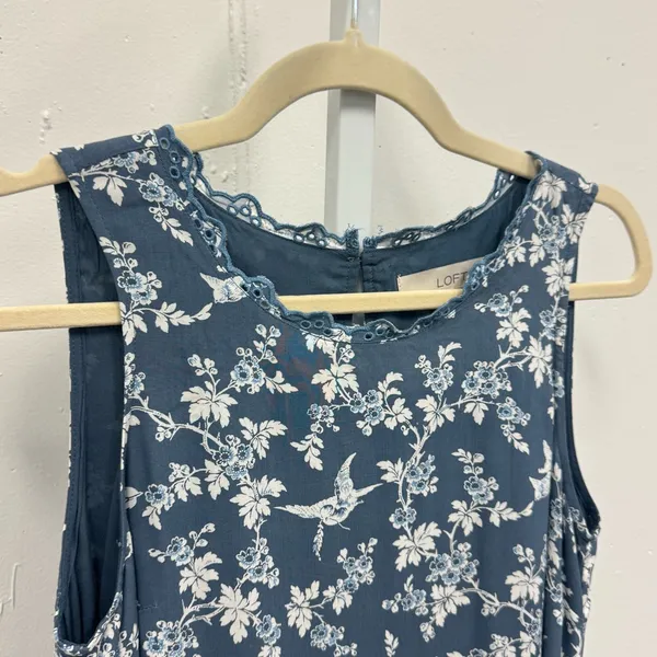 LOFT Bird Novelty Print Shift‎ Mini Dress Blue White XS - Image 6