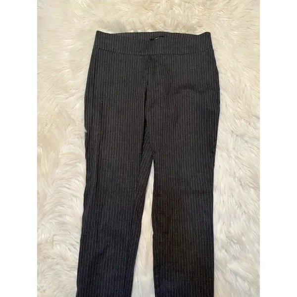 Apt. 9 Women's Size 8 Pull On Pants Slim Leg Dark Gray Light Gray Pinstripes Mid - Image 2