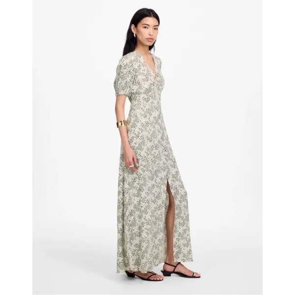 Madewell Dress Size 14 Harper Floral Ivory Puff Sleeve V Neck Midi Floral NU576 - Image 3