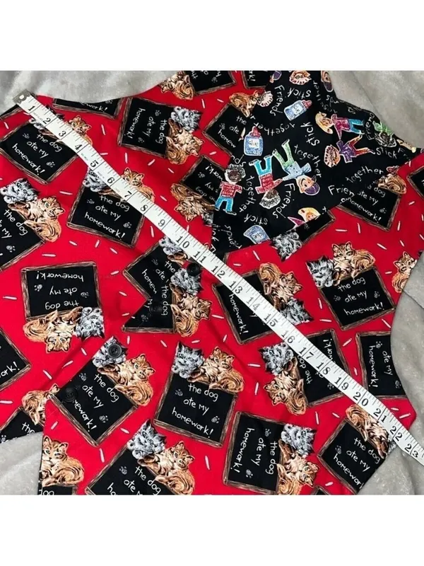 Vintage Reversible Vest Teacher Dogs Cats cottagecore granny farmhouse handmade - Image 5