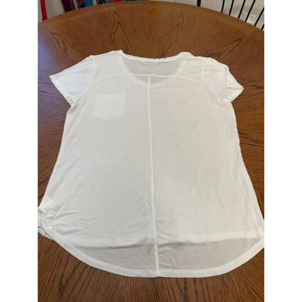 Prana V-Neck Pocket T-Shirt Womens Large White Modal Blend High Low Hem - Image 8