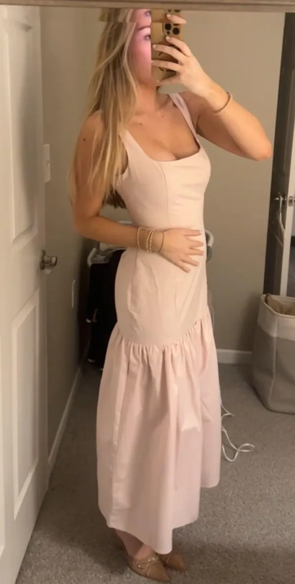 Pink Midi Drop Waist Dress - Image 2