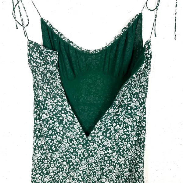 Reformation Esther Green Floral Mini Dress Ruffle Scoop Neck Adjustable Straps 0 - Image 13
