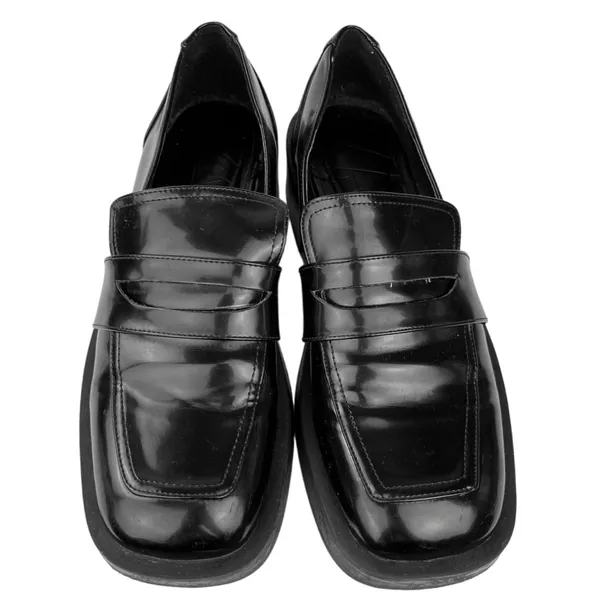 Zara Black Patent Leather Square Toe Chunky Platform Loafer Shoes Sz EU 39 US 8 - Image 2