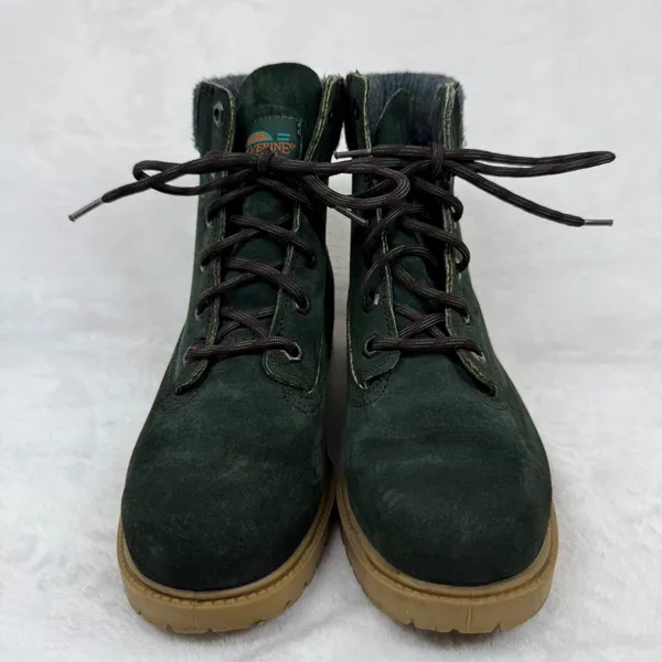 Wolverine Wilderness Forest Green Suede Lace Up Boots Wool Collar Lug‎ Sole 8.5 - Image 2