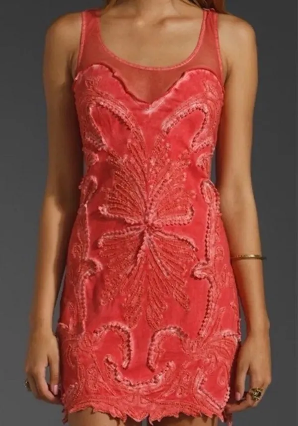 Free People Ice Ice Baby Embellished Sleeveless Mini Dress in Pink Lemonade L - Image 10