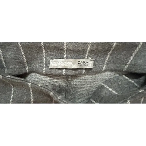 Zara Oversized‎ Pinstripe Tunic Mini Dress Women's S Gray Longline Shirt Dress - Image 4