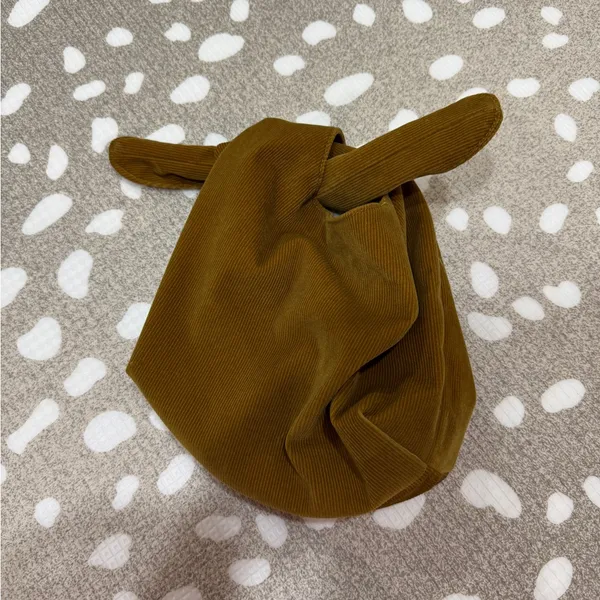 MERIT corduroy tie makeup bag ribbed cosmetics travel pouch caramel neutral - Image 3