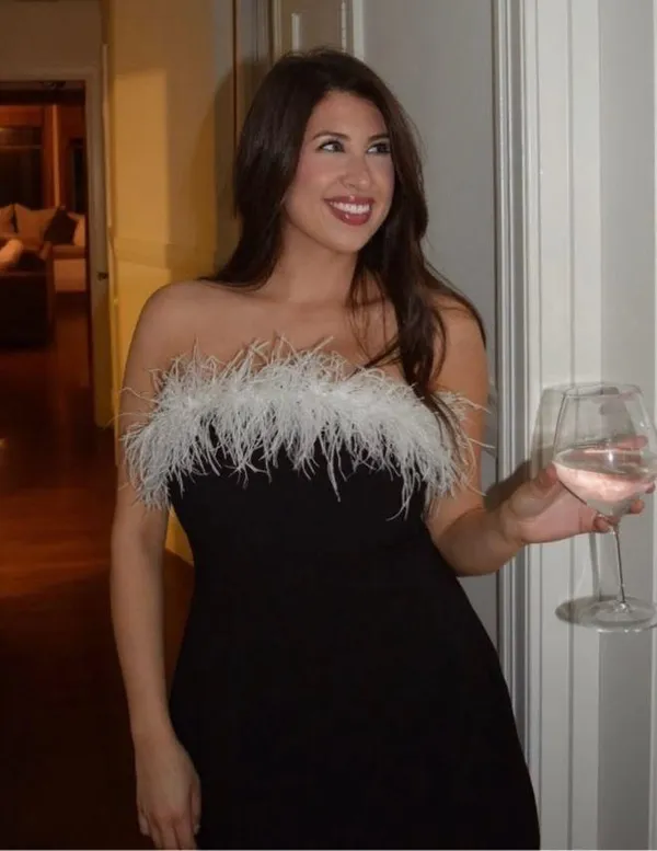Zara dress mini bodycon Elegant Black and White Feather holiday party coctail - Image 9