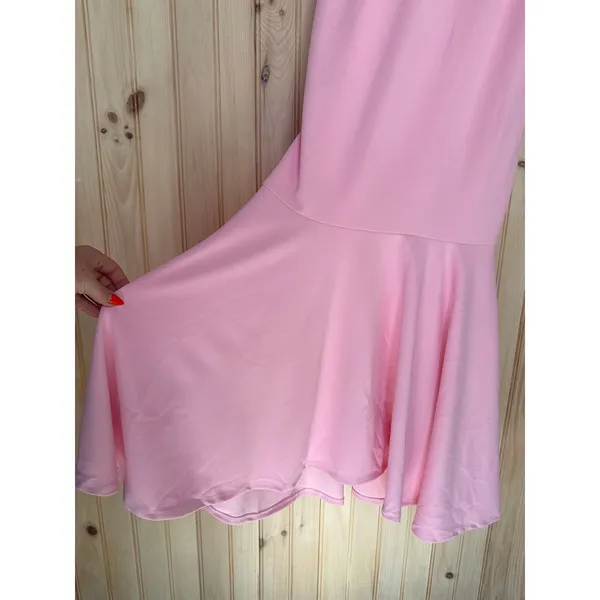 NWT Lulus Romantic Destiny Light Pink Square Neck Trumpet Dress Bridesmaid Sz M - Image 5