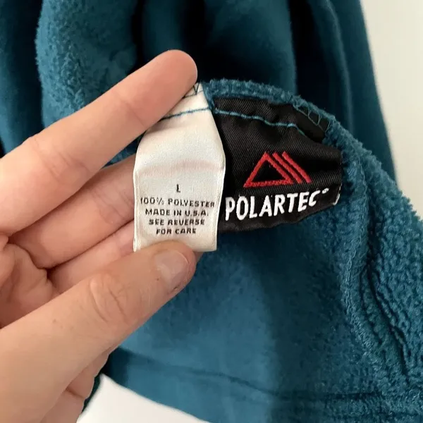 III State polartec turquoise green fleece sweater pockets collared button‎ down - Image 7
