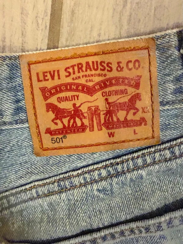 Levi's Light Blue Denim shorts with Leather Patch - Image 4