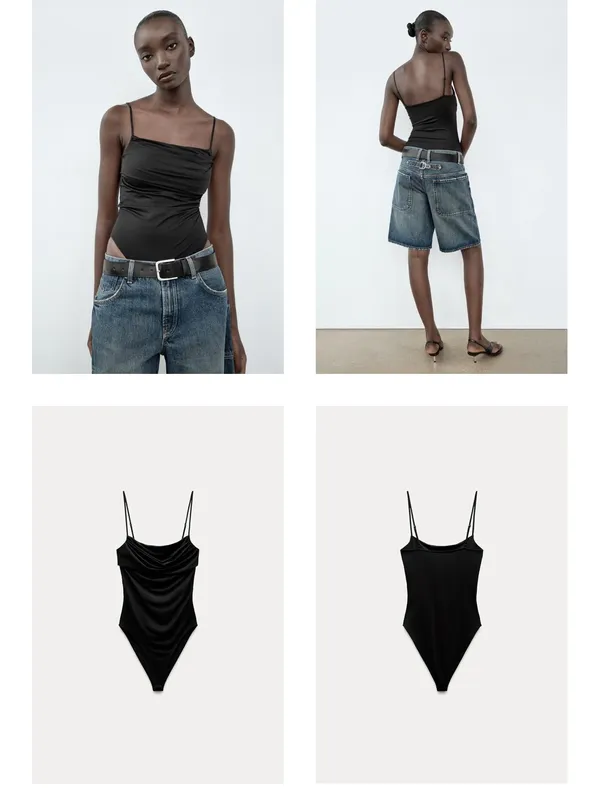 ZARA Draped Polyamide Bodysuit WHITE - Image 3