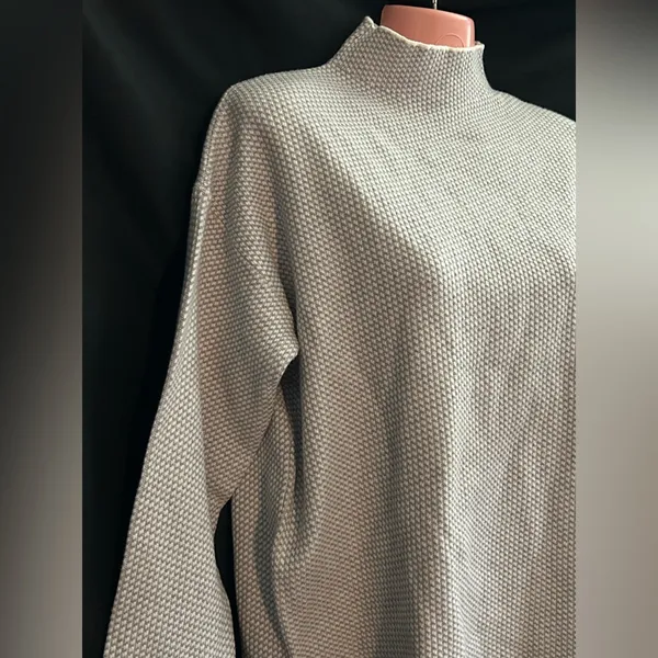 Adrienne Vittadini Heather Light Gray Textured Mock Cowl Sweater Women’s MD NWT - Image 7
