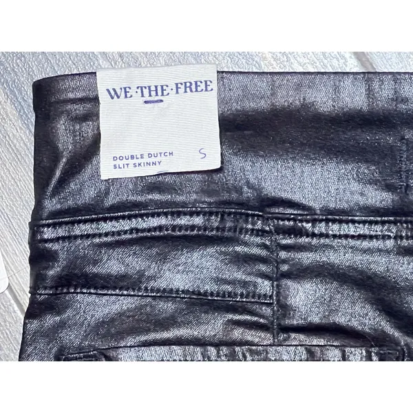 NWT Free People Double Dutch Slit‎ Skinny Pants Faux Leather Coated Black Size S - Image 12