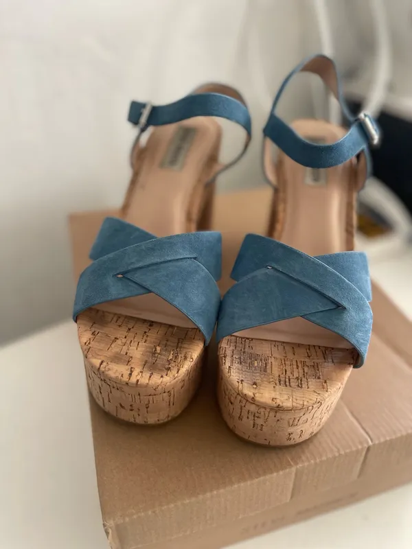 Steve Madden Brava Blue Suede Platform Heels - Image 2