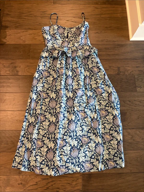 Tuckernuck Hyacinth House Blue Leafy Floral Maeve Midi Dress Sz S - Image 7