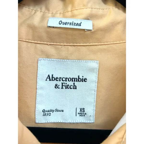 Abercrombie Fitch Colorblock Oversized Button Down Shirt XS White‎ Tan Orange - Image 4